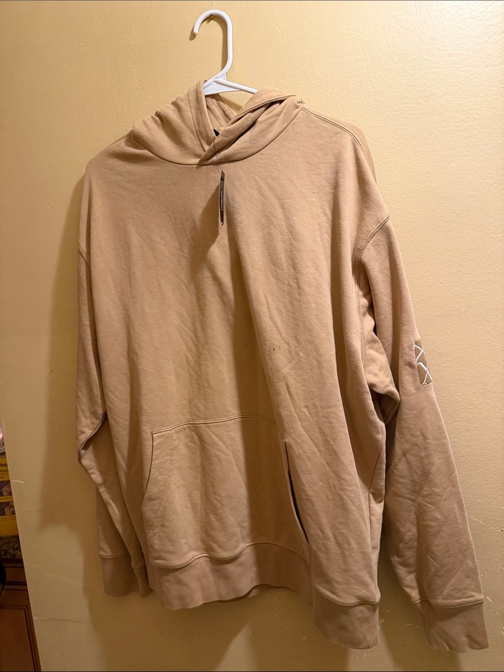 Express Men's Beige Hoodie Sweatshirt - Casual Pullover